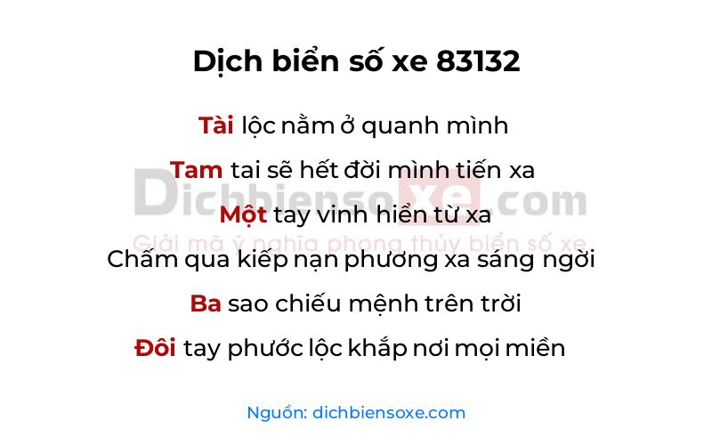 Dịch thơ biển số 83132
