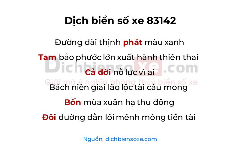 Dịch thơ biển số 83142