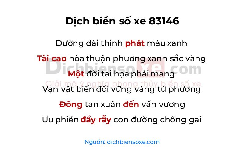 Dịch thơ biển số 83146