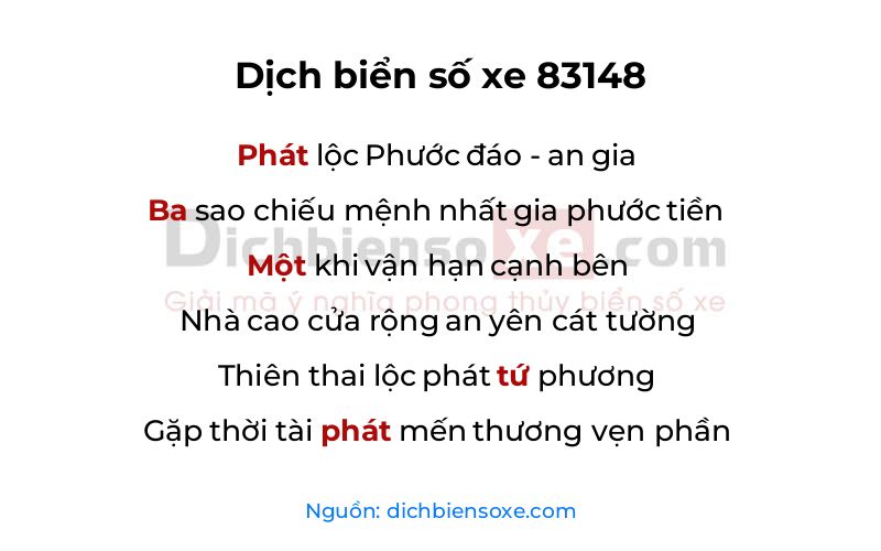 Dịch thơ biển số 83148