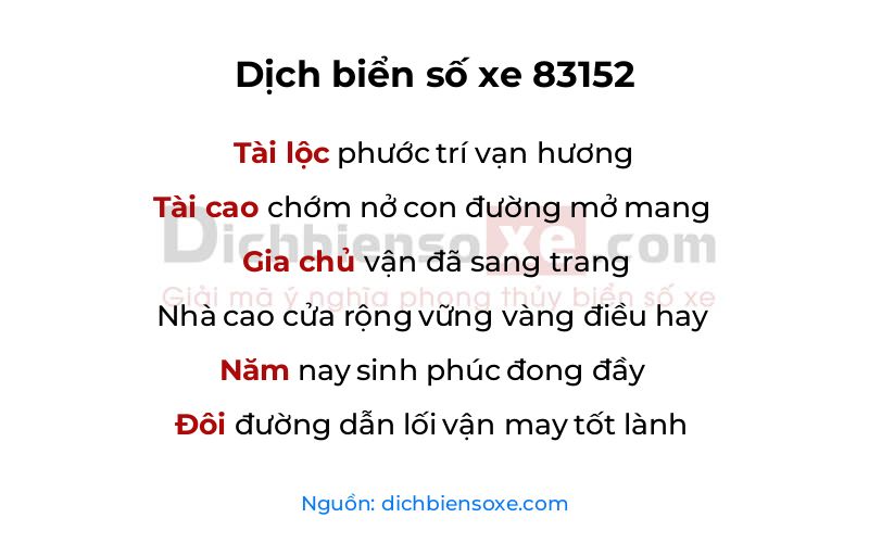 Dịch thơ biển số 83152