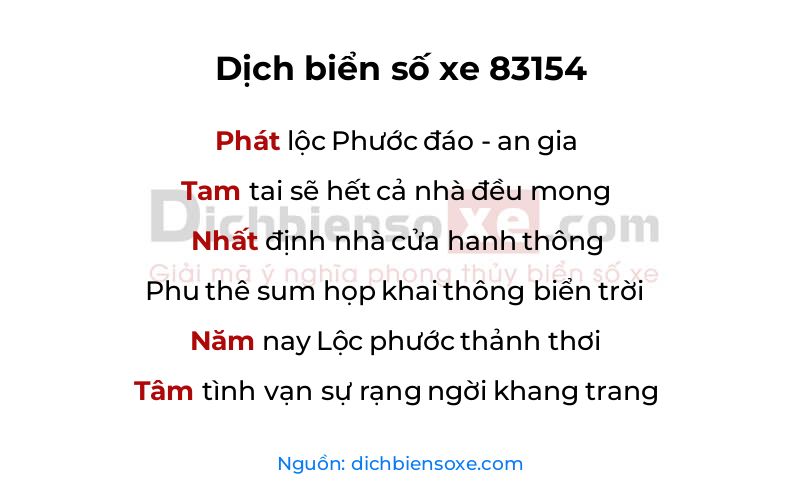 Dịch thơ biển số 83154