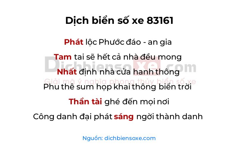 Dịch thơ biển số 83161