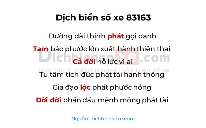 Dịch thơ biển số 83163