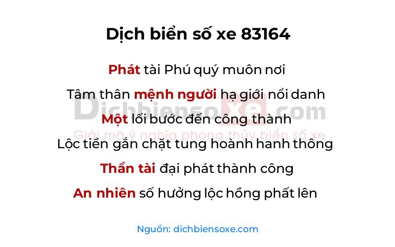Dịch thơ biển số 83164
