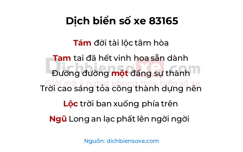 Dịch thơ biển số 83165
