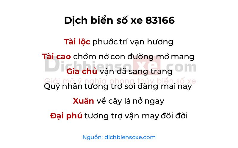 Dịch thơ biển số 83166