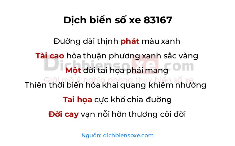Dịch thơ biển số 83167