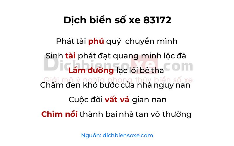 Dịch thơ biển số 83172