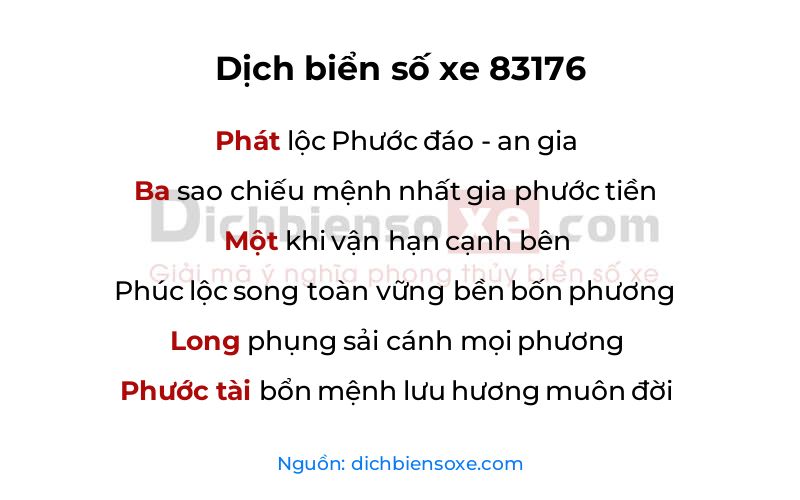 Dịch thơ biển số 83176