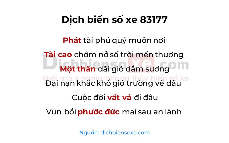 Dịch thơ biển số 83177