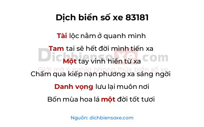 Dịch thơ biển số 83181
