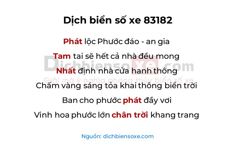 Dịch thơ biển số 83182