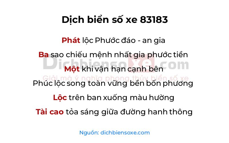 Dịch thơ biển số 83183