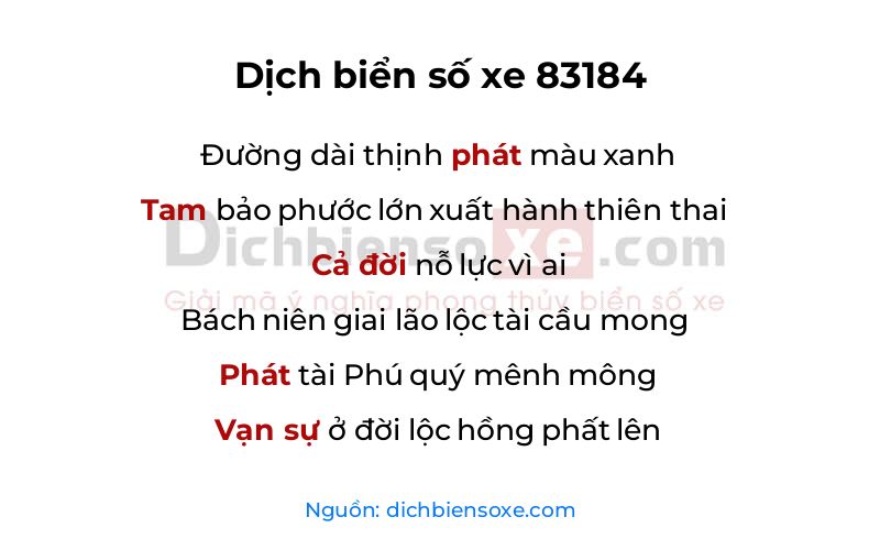 Dịch thơ biển số 83184