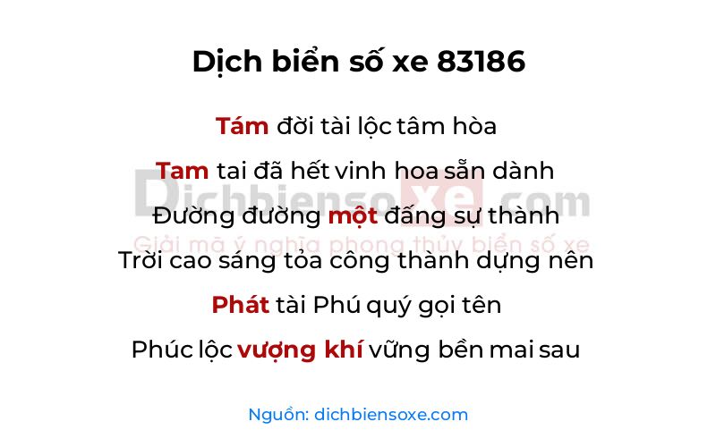 Dịch thơ biển số 83186