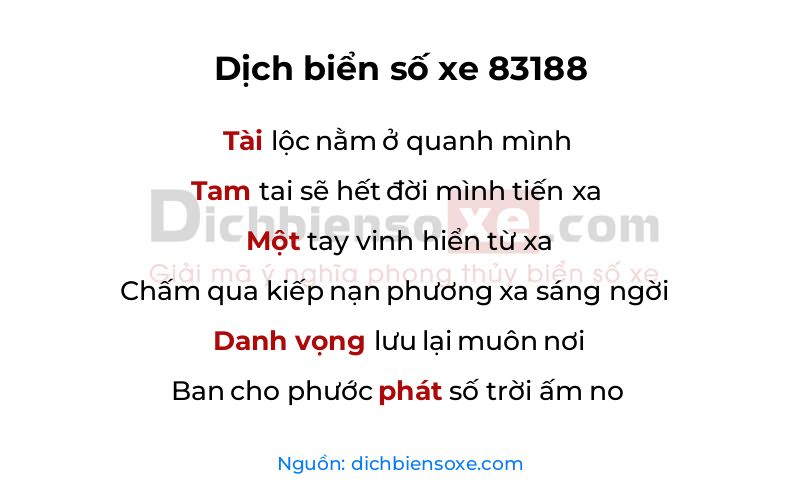 Dịch thơ biển số 83188