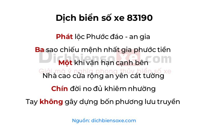 Dịch thơ biển số 83190