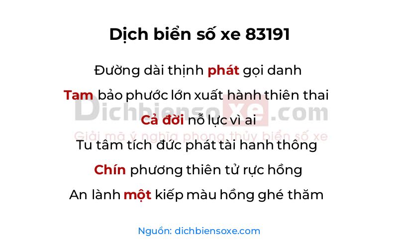 Dịch thơ biển số 83191