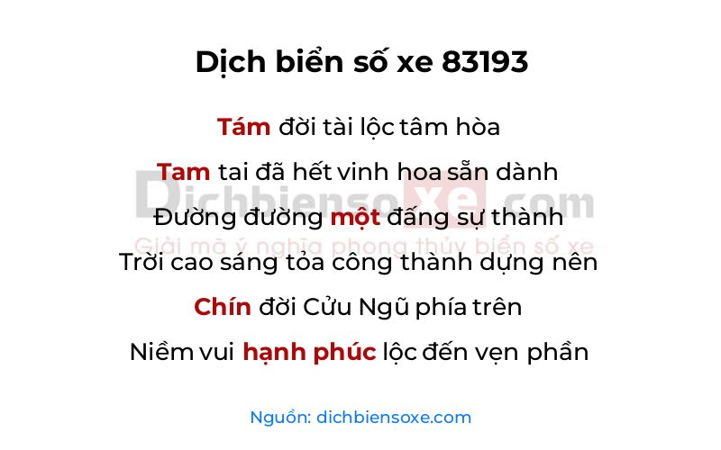 Dịch thơ biển số 83193