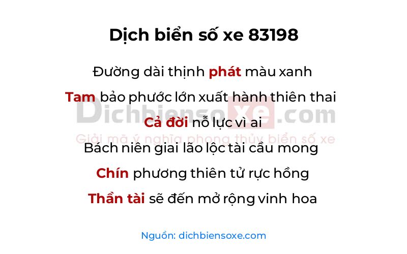 Dịch thơ biển số 83198