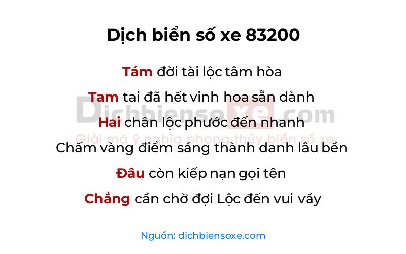 Dịch thơ biển số 83200