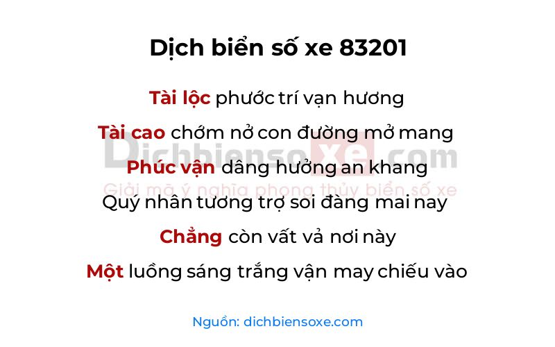 Dịch thơ biển số 83201