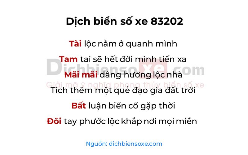 Dịch thơ biển số 83202