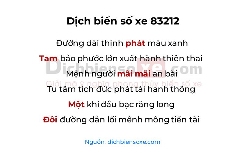 Dịch thơ biển số 83212