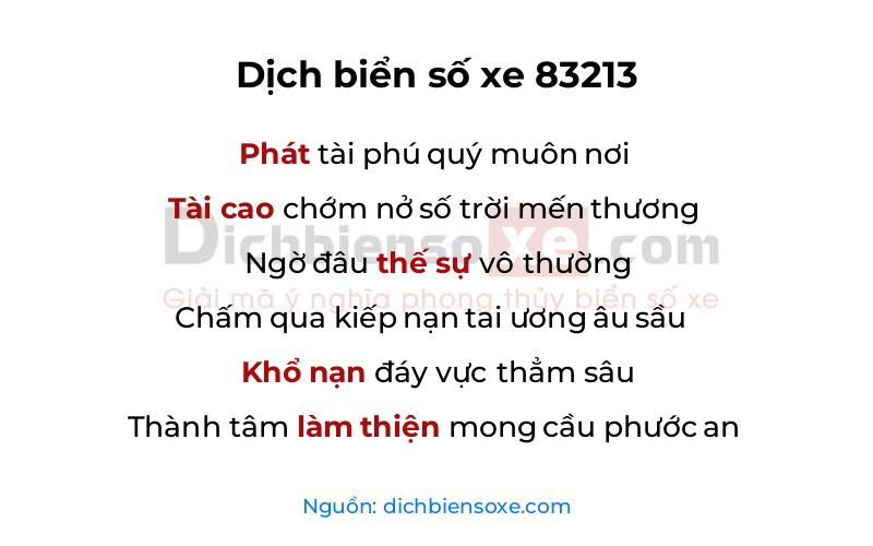 Dịch thơ biển số 83213
