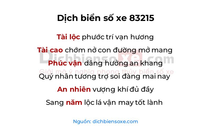 Dịch thơ biển số 83215
