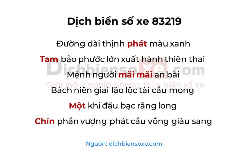 Dịch thơ biển số 83219