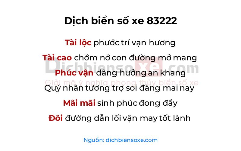 Dịch thơ biển số 83222
