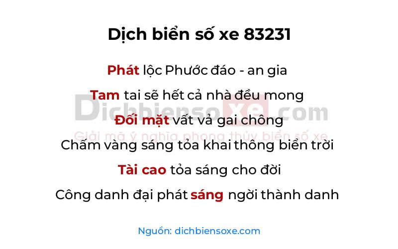 Dịch thơ biển số 83231