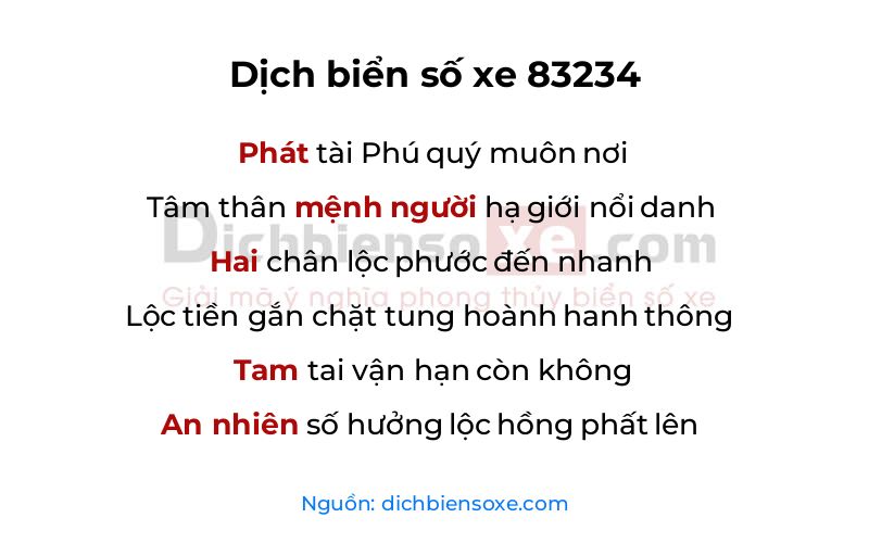 Dịch thơ biển số 83234