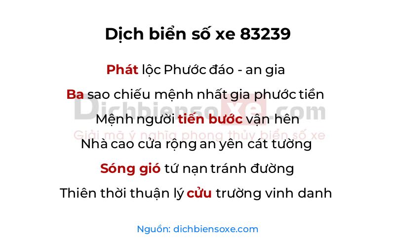 Dịch thơ biển số 83239
