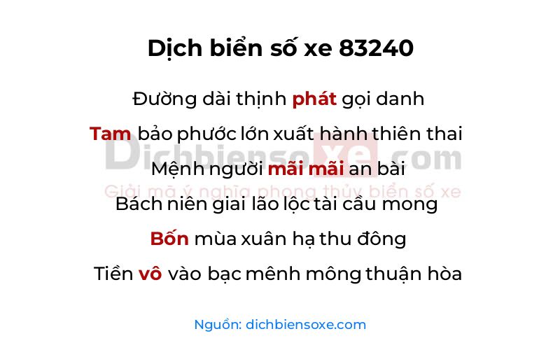 Dịch thơ biển số 83240