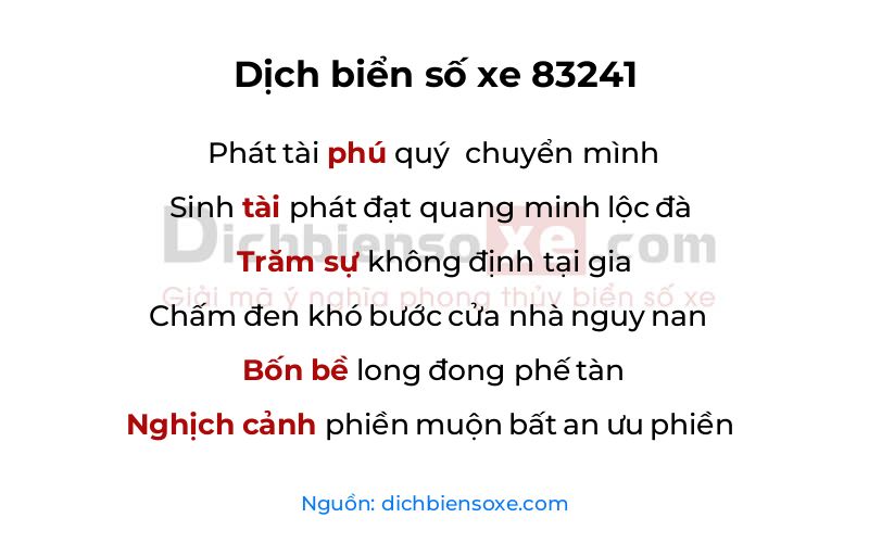 Dịch thơ biển số 83241