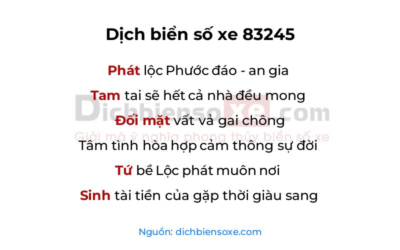 Dịch thơ biển số 83245