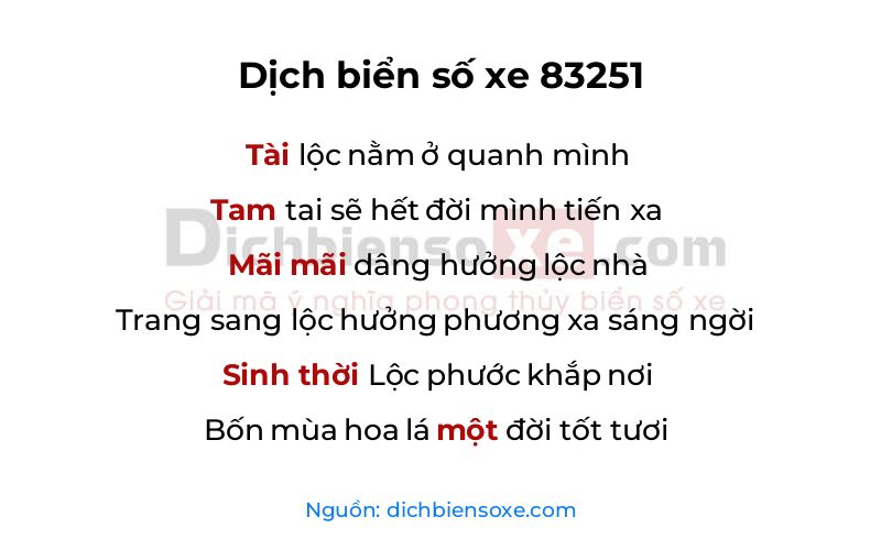 Dịch thơ biển số 83251