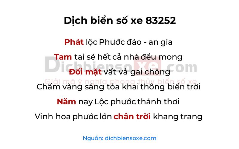 Dịch thơ biển số 83252