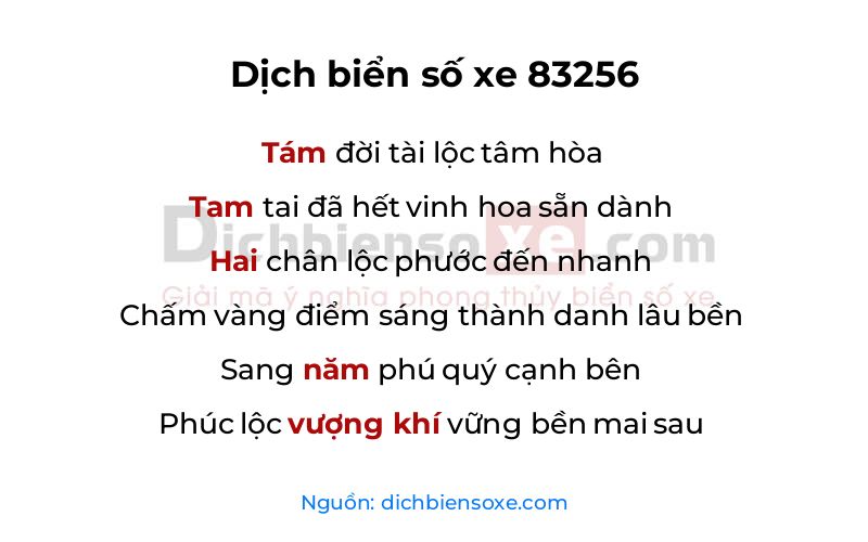 Dịch thơ biển số 83256
