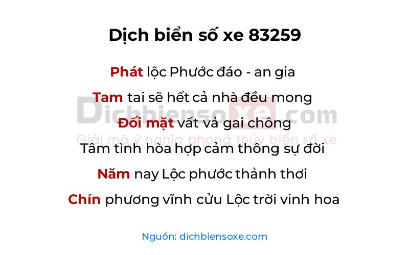 Dịch thơ biển số 83259