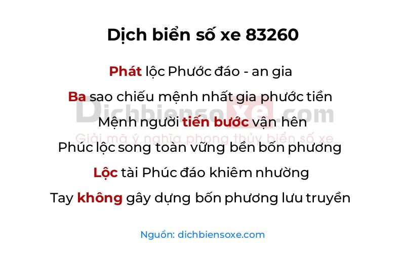 Dịch thơ biển số 83260