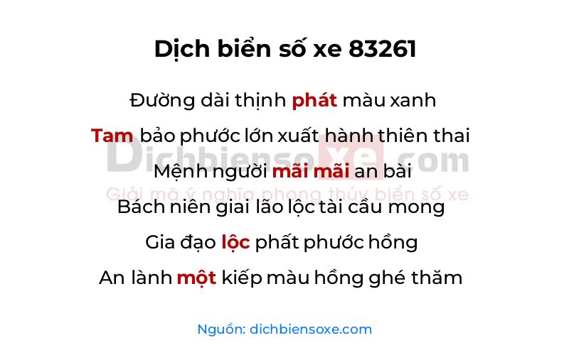 Dịch thơ biển số 83261