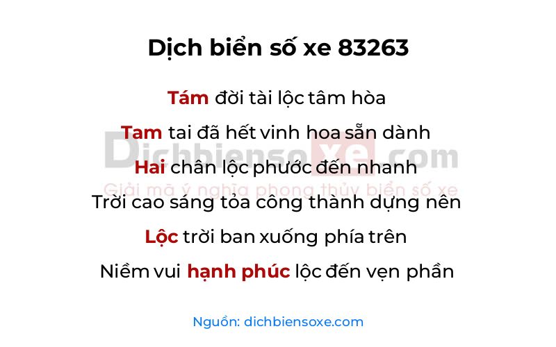 Dịch thơ biển số 83263