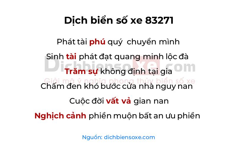 Dịch thơ biển số 83271