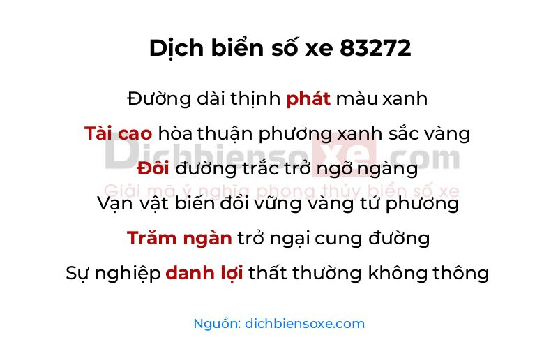 Dịch thơ biển số 83272