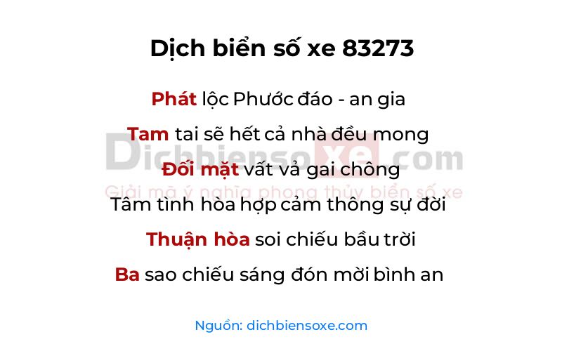 Dịch thơ biển số 83273