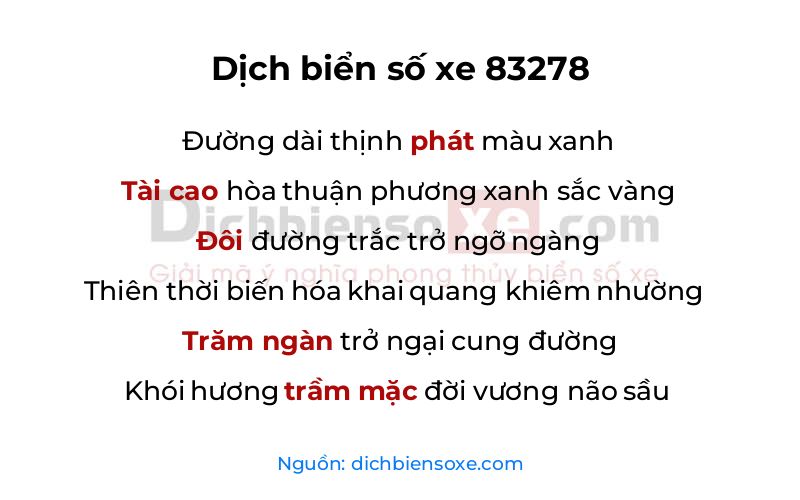 Dịch thơ biển số 83278